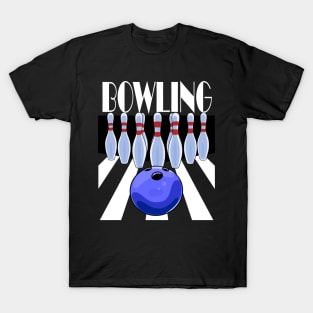 Bowling Ball Bowler Team Pins T-Shirt